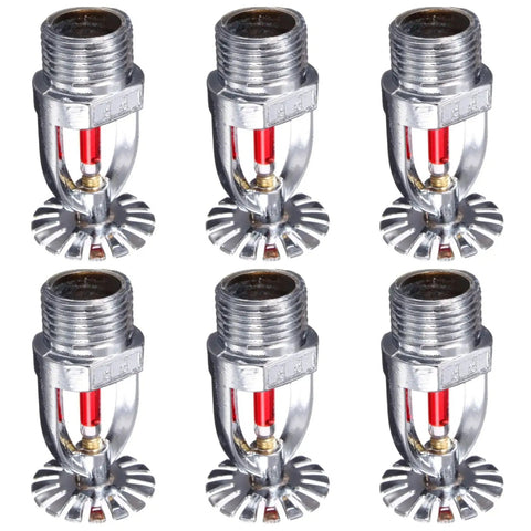Six Pack Pendent Fire Sprinkler Heads One Half Inch Npt Rated At One Hundred Fifty Five Degrees Heavy Duty Copper Alloy Top Notch Chrome Finish