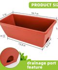 Durable 17 Inch Window Box Planter For Indoor Outdoor Gardens Plastic Rectangular Flower Pots With Saucers All Weather Ready And Great For Vegetables And Herbs Brick Red Patio Decor Easy To Clean