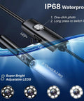 Dual Lens Endoscope Camera With Light For Inspections, 8 Plus 1 Adjustable LED Lights, IP68 Waterproof in water use