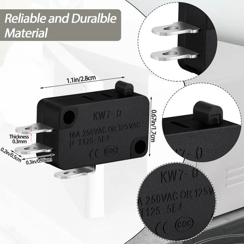Close-up of a KW7-0 switch from the 6 Pack Microwave Oven Door Switch Replacement Kit for W10269458 W10727360 W10269460 SZM-V16-FC-61 62 63