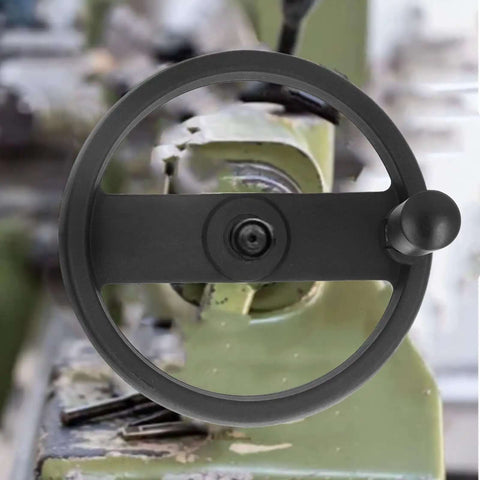 16mm Center Hole Hand Wheel With Revolving Handle for lathe milling machine, 160mm OD, two spoke plastic precision control wheel
