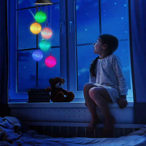 Solar Wind Chime With Color Changing Led Balls Waterproof Outdoor Lights For Garden Patio Yard Window Hands Free Auto Charged By Sun
