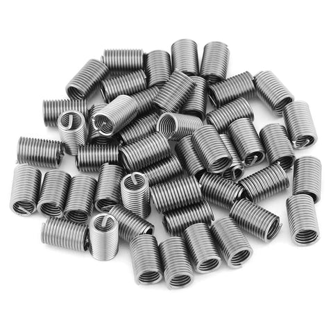 Heavy Duty M6 X 1.0 Stainless Steel Thread Inserts Kit 50 Pcs SS304 Coiled Wire Helical Inserts in a pile