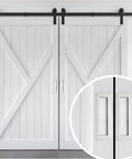 2 Pack Pocket Door Handles For Sliding Closet Doors, Five Point Nine Inch Flush Barn Door Pulls In Brushed Nickel installed view