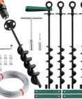 18 Inch Ground Anchors Screw In Heavy Duty Shed Anchor Kit with straps, steel cable, for mobile homes, carports, swing sets.