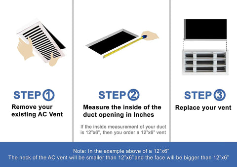 Dope Modern 18x6 White Aluminum AC Vent Cover With Linear Slot Diffuser installation steps illustration