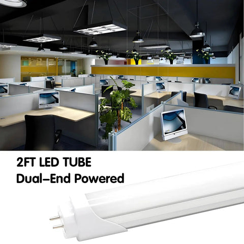 Easy Install T8 T10 T12 LED Tube Light 2-Foot 8W Replacement for 24 Inch Fluorescent Bulbs, 1120 Lumens shown in modern office