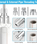 Pro Grade Five Piece Pipe Threading and Extraction Kit with Internal and External Dies for Half, Three Quarter, and One Inch Pipes