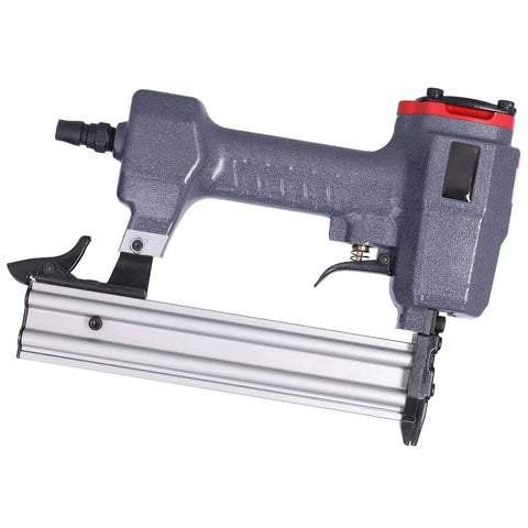 Straight Shooting Pneumatic Brad Nailer Handles Tricky Trim and Panel Jobs Like a Champ heavy gauge aluminum and iron frame side view