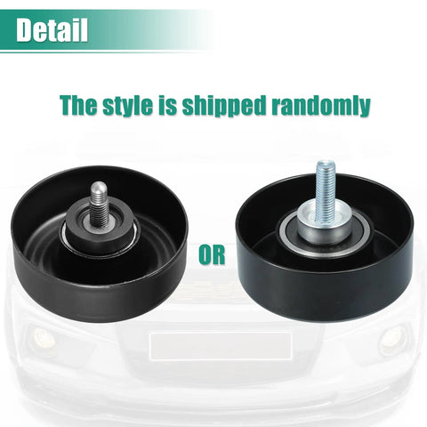 Chevy Express Silverado 1500 2500 3500 Idler Pulley Kit With Bolt For GMC Savana Sierra 36299 shown in black steel with bolt