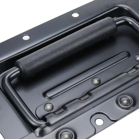 6.34 Inch Black Spring Loaded Handle For Toolboxes And Chests Surface Mounted With Rubber Grip Heavy Duty Luggage Style Handle