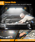 Mechanic using Pro Grade Dual Underhood Work Light With Smart Sensor Control 2400 Lumens LED 4400mAh Rechargeable Magnetic Base