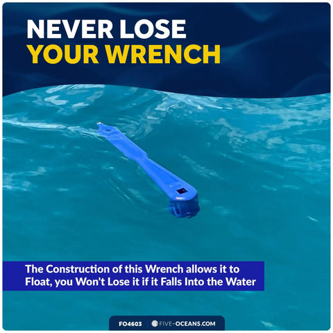 Floating Prop Wrench For 1 1/16 Inch Propeller Nuts, Outboard And Stern Drive Marine Tool With 9/16 Inch Garboard Drain Plug Socket, Grab-And-Go Easy-Grip Lightweight Non-Corrosive Resin, Ideal For Pontoon, Sport And Fishing Boats