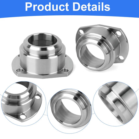 Heavy Duty 9 Inch Bearing Housing Pair For Ford Slide Over 3 Inch Axle Tubes CNC Machined Steel Ends With One Half Inch Threaded Bolt Holes Raw Finish Durable Replacement Set, pair view