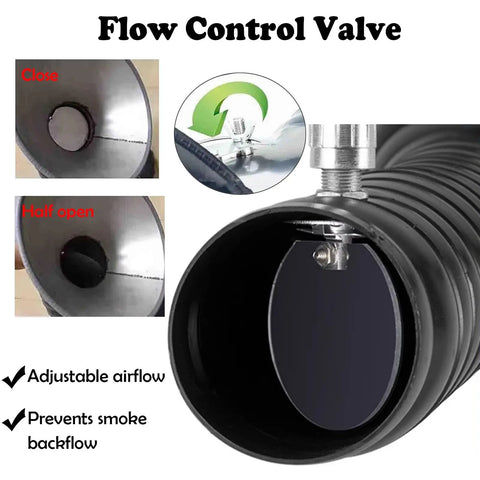 Flow control valve of Flexible Solder Fume Extractor Arm With Adjustable Hood And Valve For Electronics And Woodworking, 3.3ft Dust Extraction Arm