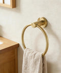 Gold Brushed Toilet Paper Holder And Towel Ring Set For Bathroom Wall Mount Double Post SUS304 Stainless Steel Towel Ring