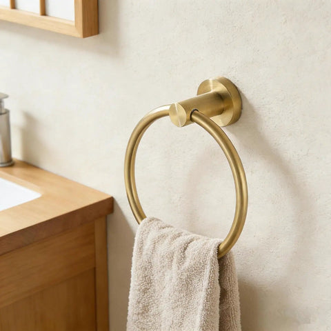 Gold Brushed Toilet Paper Holder And Towel Ring Set For Bathroom Wall Mount Double Post SUS304 Stainless Steel Towel Ring