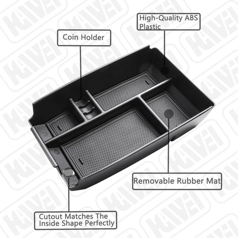 Center Console Organizer Tray For Ford Escape 2020 To 2026 And Bronco Sport 2021 To 2026 ABS Armrest Storage Box with dividers
