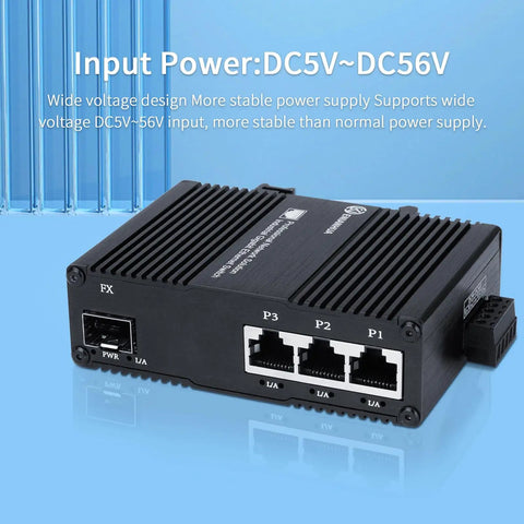 Industrial Gigabit Ethernet Switch Workhorse With 4 Ports 3X RJ45 10 100 1000 Mbps And 1 Gigabit SFP Slot Unmanaged IP40 Metal Case