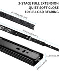 Two Pairs 18 Inch Soft Close Drawer Slides Full Extension Cabinet Guide Glides 45mm Width 100 LB Capacity Side Mount Rails