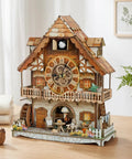 3D Puzzle Clock For Adults Dope Cuckoo Model Kit With Mechanical Pendulum Movement, Roman Numerals, German Pastoral Cottage