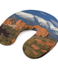Pikes Peak Colorado Travel Pillow U Shaped Neck Support for Long Haul Flights and Office Naps with scenic mountain print