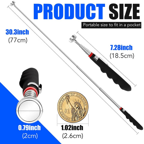2-pack telescoping magnetic pickup tools with 30-inch reach; chrome shaft and non-slip black grip.