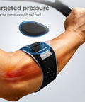 Elbow Brace For Tendonitis And Tennis Elbow With Gel Pad, Relief For Men And Women, Golfers Elbow Support on forearm demonstrating use