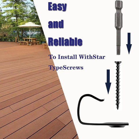 Built Tough 304 Stainless Steel Deck Start Clips, 50 Pc Set With Star Screws And Driver Bits, installation tools with composite decking