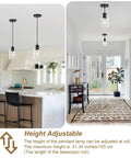Two Pack Black Hammered Glass Pendant Lights With Adjustable Cords For Kitchen Island modern fixtures in a stylish kitchen and hallway.