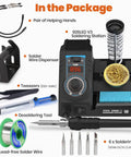 926LED V3 Beginner Friendly 60W Soldering Station Kit With Temperature Control Includes Helping Hands Lead Free Solder 6 Soldering Tips