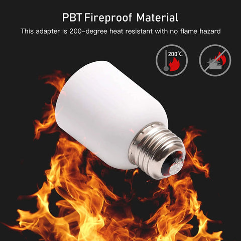 E26 To E39 Socket Adapter 3 Pack Mogul Base Converter flame-resistant material demonstration with heat-resistant icons
