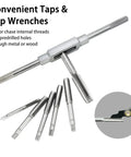 110 Piece Tap And Die Set For Threads M2 To M18 With Pro Grade Adjustable Handles Hardened Alloy Steel Full Accessories And Storage Case For Cutting External And Internal Threads on display showing tap wrenches and taps.