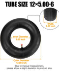 Heavy Duty Inner Tube Fits 12x5.00-6 And 13x5.00-6 Universal with dimensions shown for Razor Dirt Quad and 4 Wheelers Tough As Nails