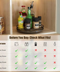 Round 12 Inch Wooden Turntable Organizer For Kitchen Cabinets And Countertops 360 Degree Smooth Rotation For Condiments