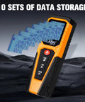 Precision Laser Distance Meter For Quick Accurate Measurements Up To 130 Feet With Backlit LCD Display One Hand Operation Large Readout Durable DIY Tool For Builders And Handymen, orange and black handheld unit