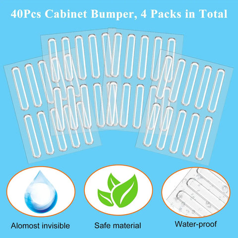 40Pcs Heavy Duty Silicone Cabinet Door Bumpers, Ultra Grippy Self Adhesive Anticollision Tape for kitchen and furniture.