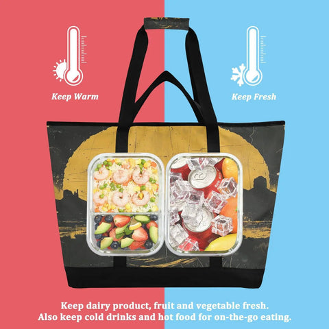 Large Capacity Reusable Insulated Cooler Tote For Picnics Beach Travel And Camping Leak Proof Lunch Box Keeps Food Fresh All Day