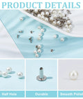Image showing 100 Piece Pearl Rivets And Pins Kit For Clothing Decoration 6mm White Round Plastic Pearl Buttons ideal for DIY embellishments