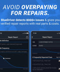 Next Gen OBD2 Scanner With Bluetooth No Subscription Read And Clear 8000 Plus Car Codes app interface with repair report