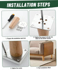 Installation steps for 4 Piece Beefy Heavy Duty Load Bearing Round Cylinder Wooden Cabinet Legs Set With Mounting Plates And Screws For Sofa Couch Bed About 3 Inch Height Sturdy Replacement Or Renovation Hardware.