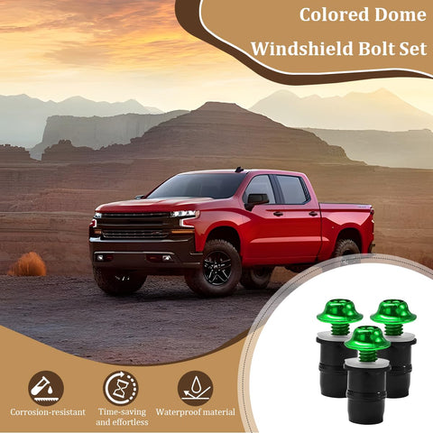Hella Durable 10 Pack M5 Motorcycle Windshield Bolt Kit Rust Resistant Aluminum Alloy Screws And Nuts Universal Motorbike Windscreen Mounting Fastener Hardware Green with colored dome design.