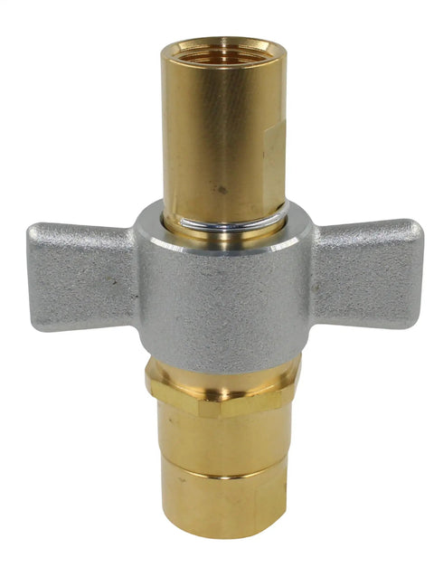 Built Tough For Your Rig Smooth No Sweat Wet Line Setup Heavy Duty 1 Inch Npt Hydraulic Quick Disconnect Coupler Set With Wing Nut Brass with silver and brass design.