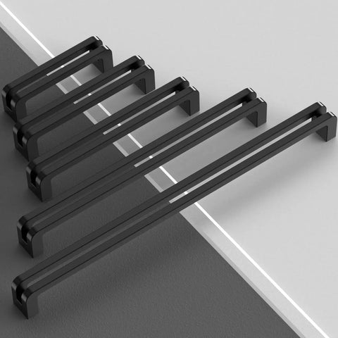 Matte Black Cabinet Pulls 3 Inch Solid Zinc Alloy Drawer Handles 10 Pack Built To Last Heavy Duty Cupboard Pulls in row display