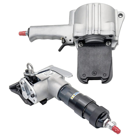 Heavy Duty Pneumatic Steel Strapping Tool And Metal Banding Machine Air Powered Tensioner Cutter Sealer with die cast steel frame.