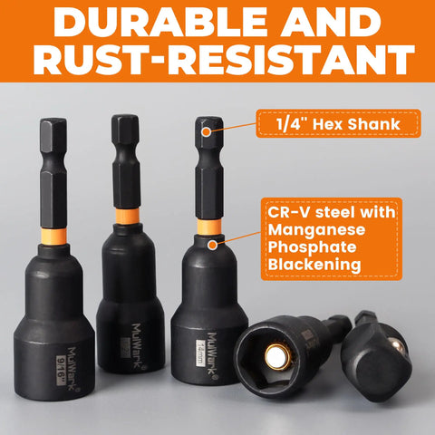 Magnetic 16 Piece Nut Driver Set For Impact Drill And Driver With Deep Quarter Inch Hex Shank Must Have Socket Adapters