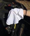Pack Of 150 Cotton Shop Towels 12 By 14 Inches Absorbent Multipurpose Cleaning Rags For Auto Shops Garages And Home Use Durable 100 Percent Cotton Reusable For Spill Cleanup And Messes Machinery Wipe Down And Detail Work White used on car engine
