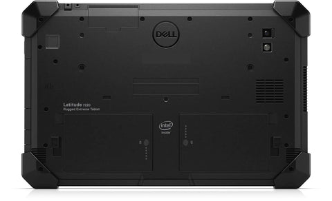 Back view of Badass Rugged Tablet Pc with rugged design, Intel branding, and battery compartments.