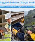 No Sweat Heavy Duty Workhorse 10.1 Inch Rugged Tablet Pc IP67 Waterproof Industrial Windows 11 Pro in use outdoors.
