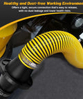 Magnetic Dust Collection Fittings 4 To 2.5 Inch One To Multi Hose Adapter for woodworking, shown in use with yellow hose.